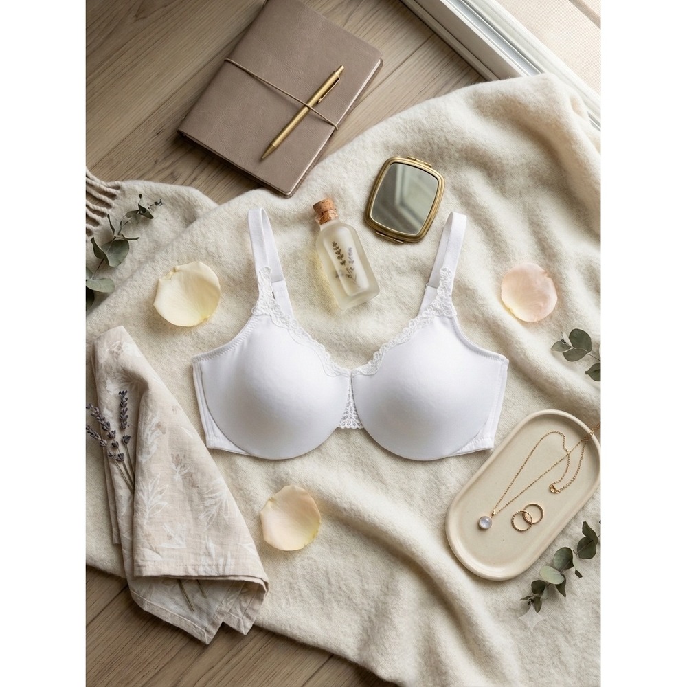 Wacoal Awareness Underwire Bra White Lace Trim 85814 Womens 44D‎